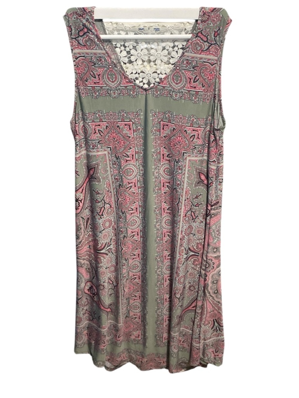 Energe Floral Lace-Trim Dress - White, Pink & Gray